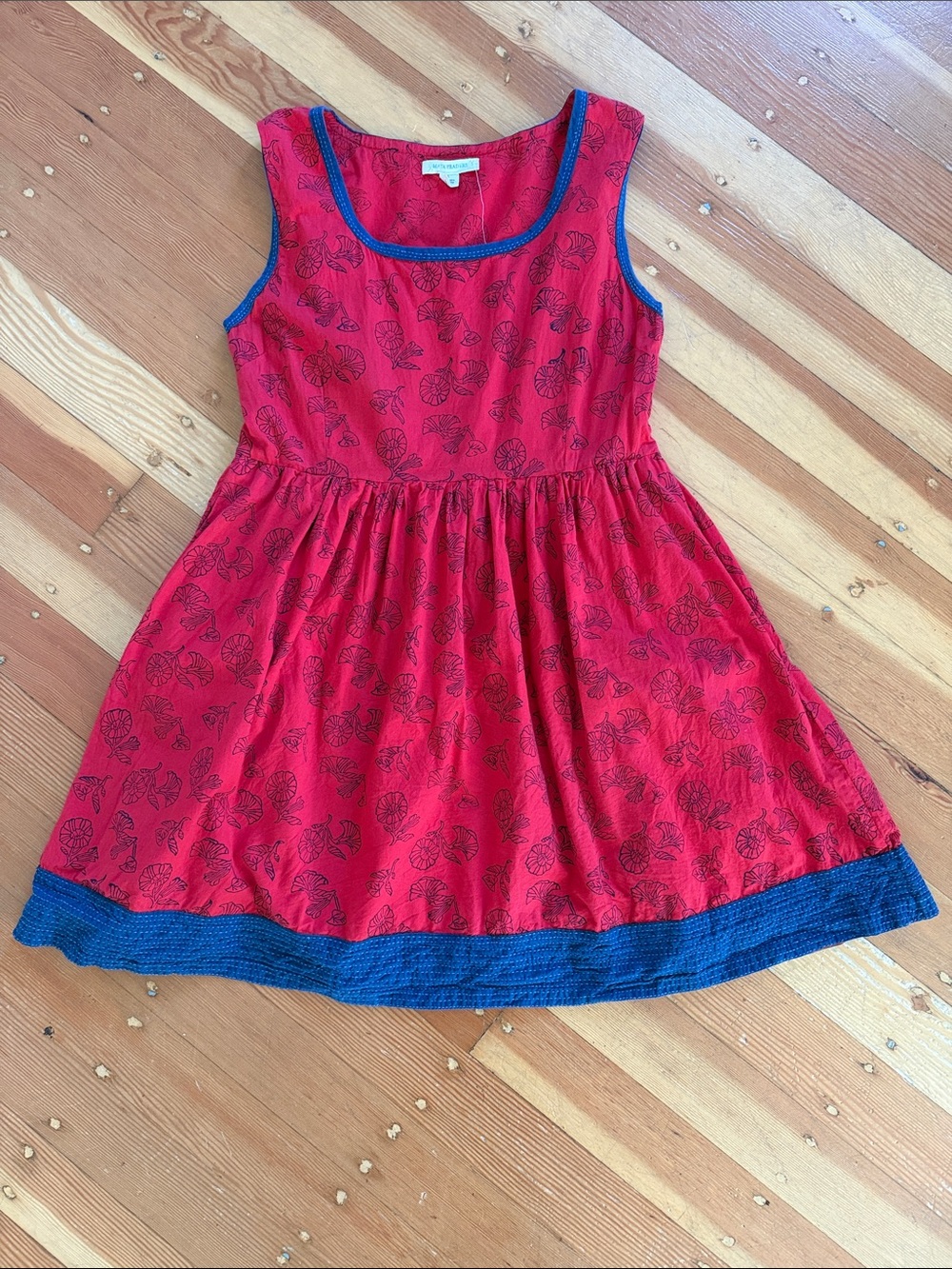 Mata Traders Fair Trade Sleeveless Red Floral Dress XL